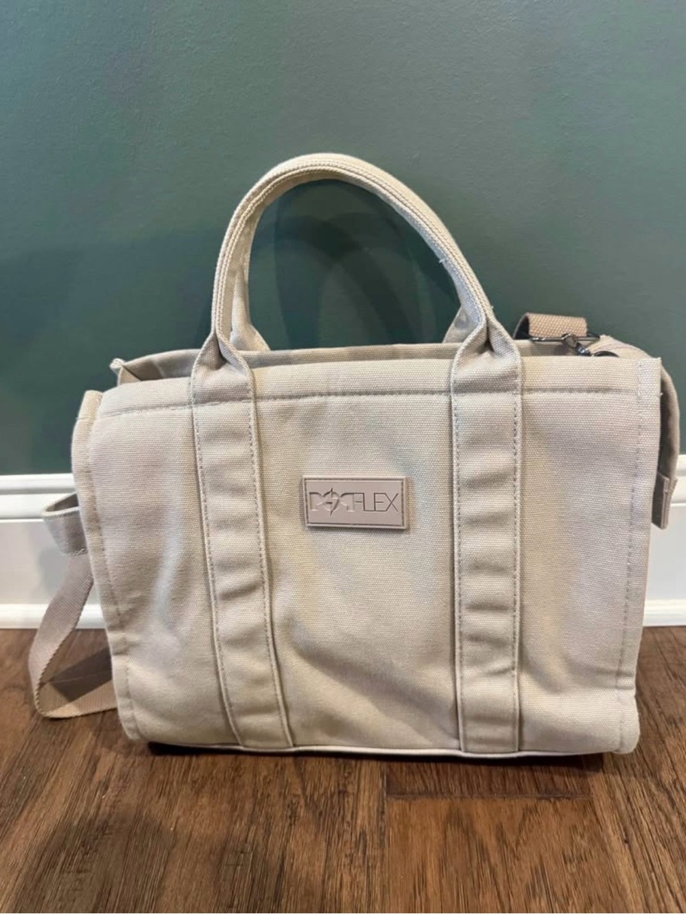 POPFLEX Beige Canvas Shoulder Tote